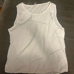 Unique White tank top with black design